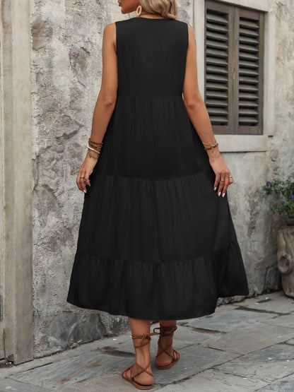 Decorative Button Notched Sleeveless Dress – product image 11