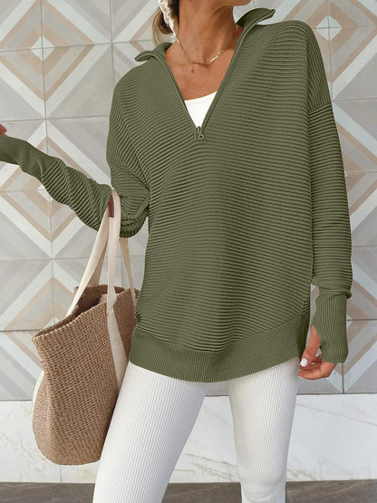 Half Zip Long Sleeve Knit Top – product image 18