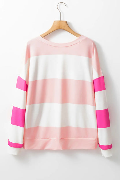 Contrast Color Block Round Neck Long Sleeve Top – product image 4