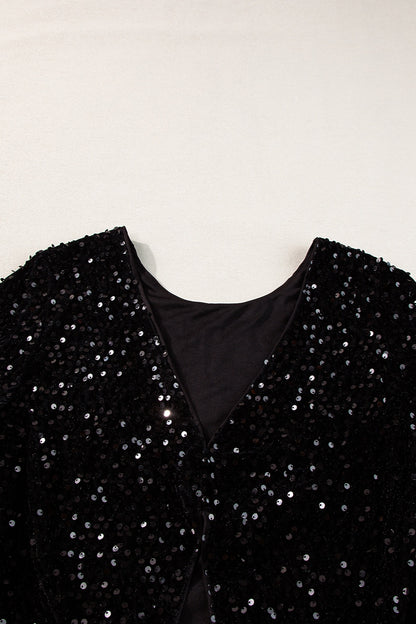 Sequin Round Neck Long Sleeve Blouse – product image 5