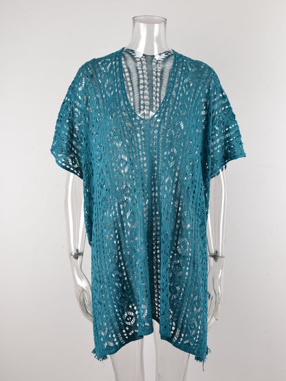 Cutout V-Neck Cover-Up with Tassel – product image 11