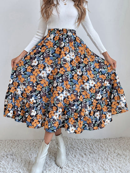 Printed Elastic Waist Midi Skirt – product image 7