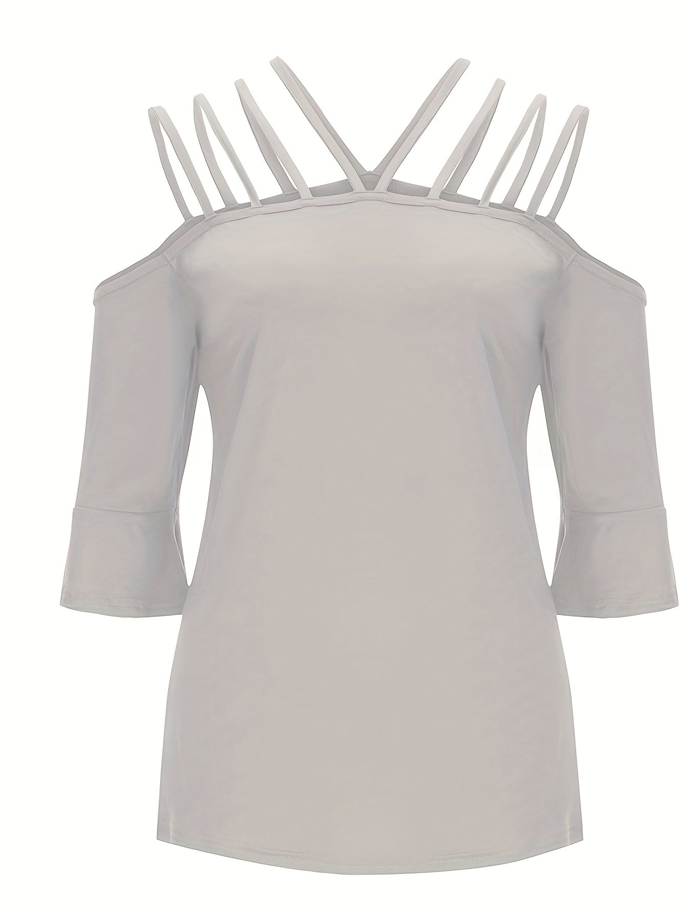 Full Size Cold Shoulder Three-Quarter Sleeve Blouse – product image 7