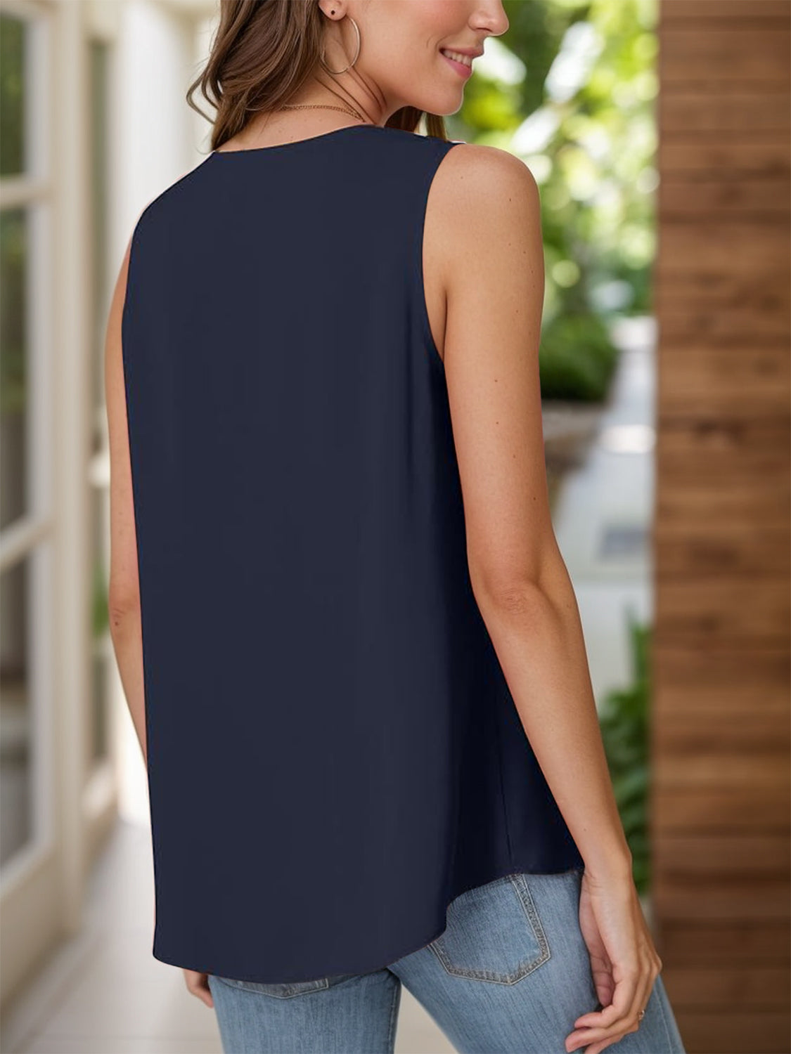 Full Size Ruched V-Neck Tank – product image 21