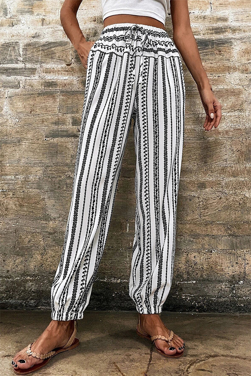Printed Elastic Waist Pants – product image 1