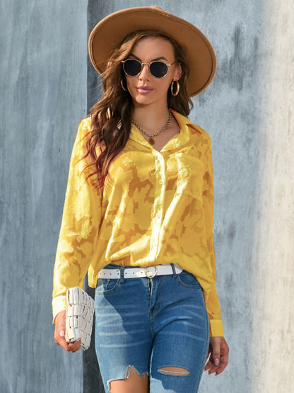 Full Size Collared Neck Long Sleeve Shirt Plus Size – product image 10