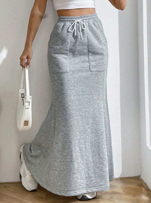 Pocket Drawstring Midi Skirt Women's Clothing