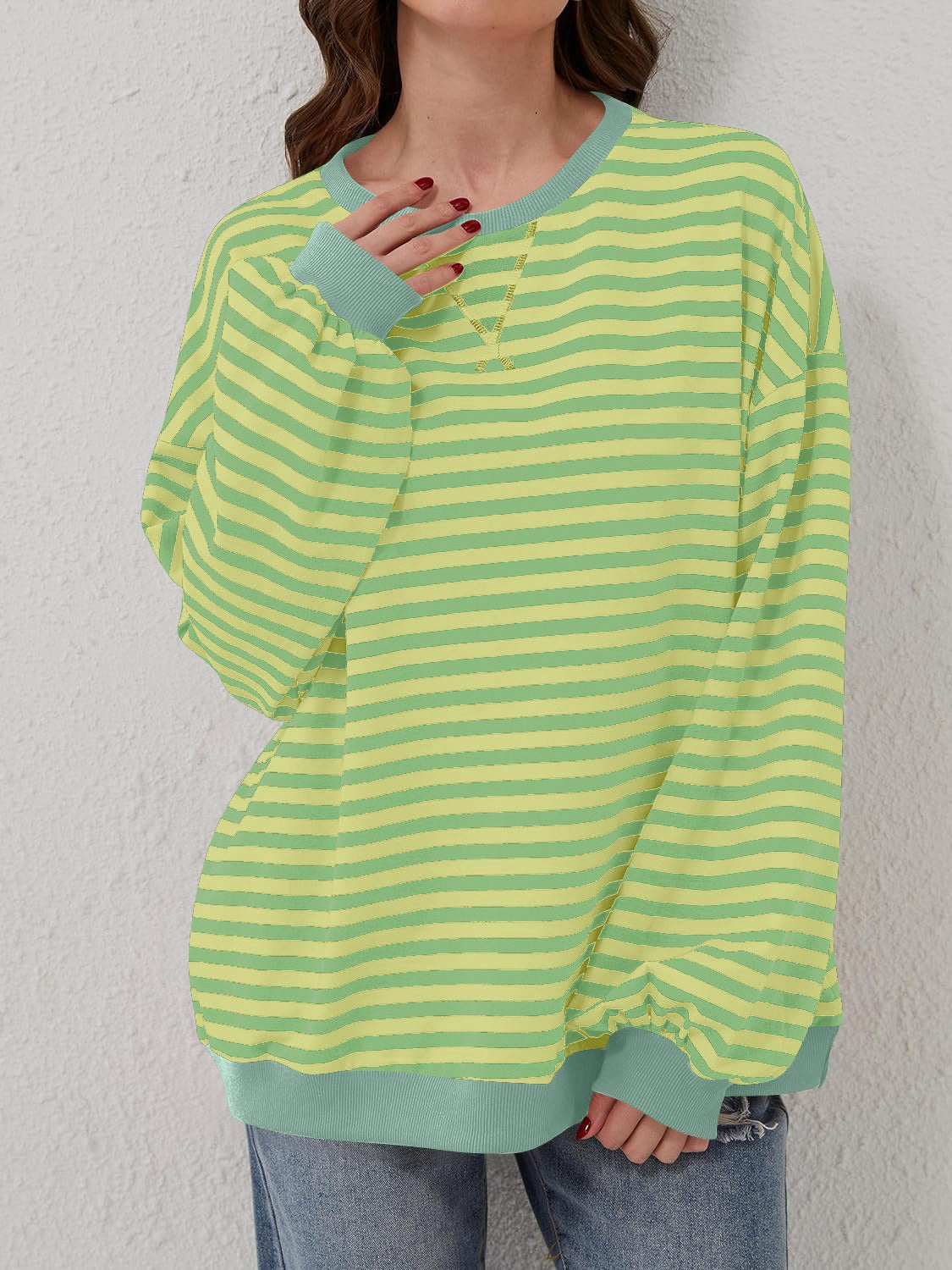 Contrast Striped Long Sleeve Sweatshirt – product image 18