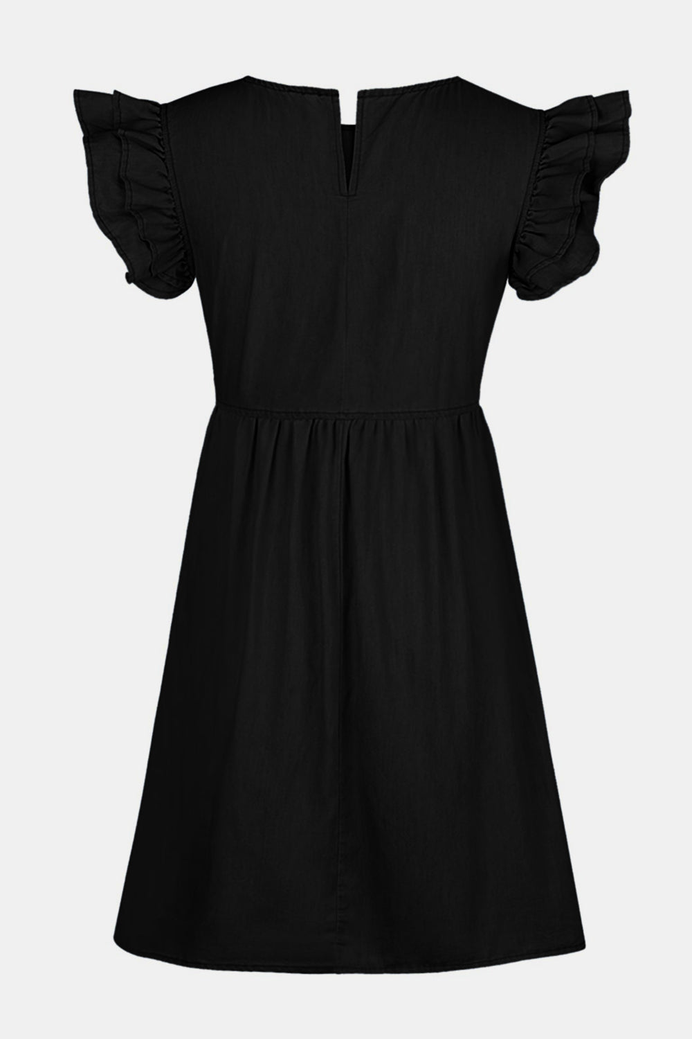 Full Size Ruffled Round Neck Cap Sleeve Denim Dress – product image 11