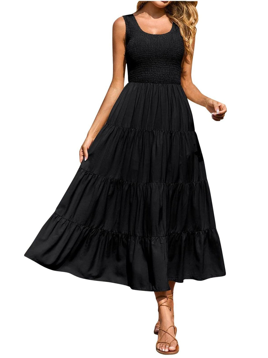 Tiered Smocked Wide Strap Dress – product image 12