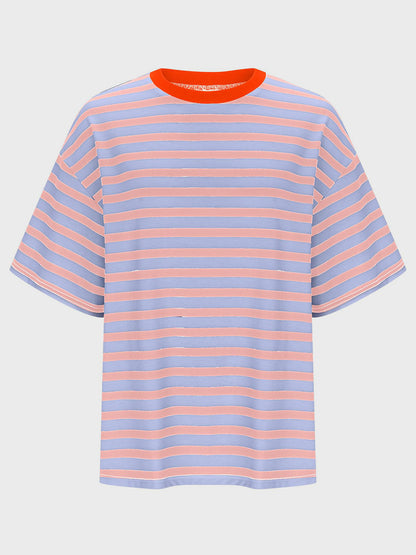 Striped Round Neck Half Sleeve T-Shirt
