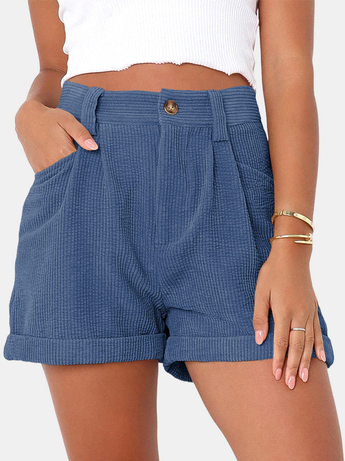 Full Size High Waist Shorts with Pockets – product image 10