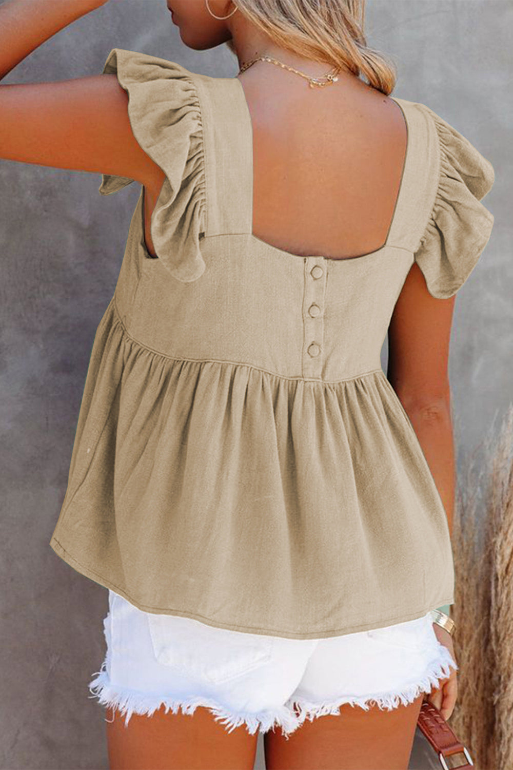 Full Size Ruffled Square Neck Cap Sleeve Blouse – product image 6