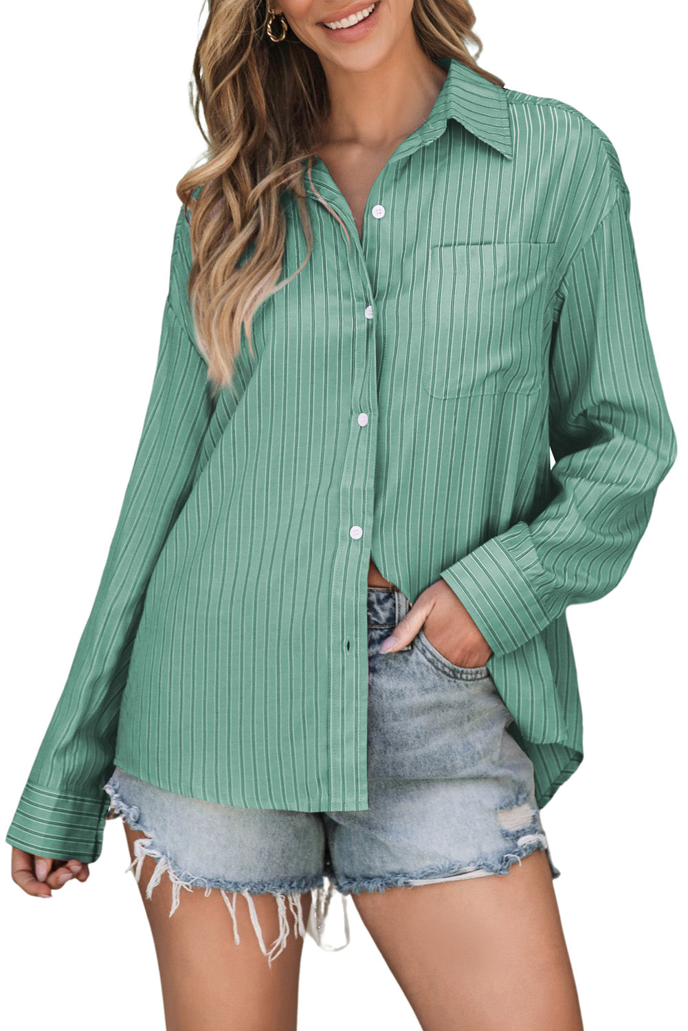 Striped Button Up Long Sleeve Shirt – product image 23