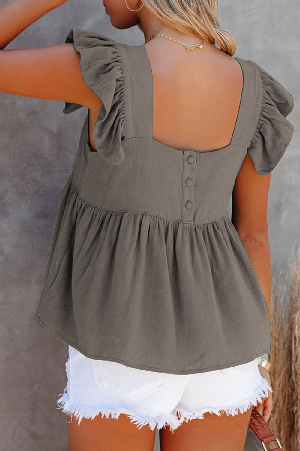Full Size Ruffled Square Neck Cap Sleeve Blouse – product image 15