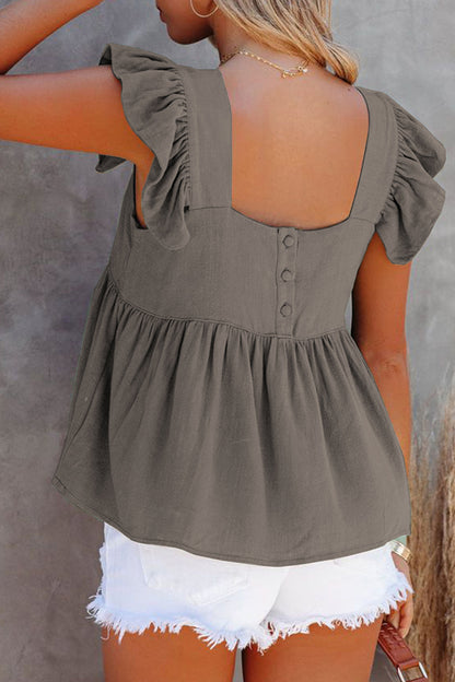 Full Size Ruffled Square Neck Cap Sleeve Blouse – product image 15