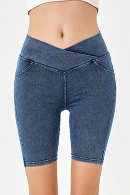 Basic Bae Asymmetrical Waist Denim Shorts with Pockets – product image 11