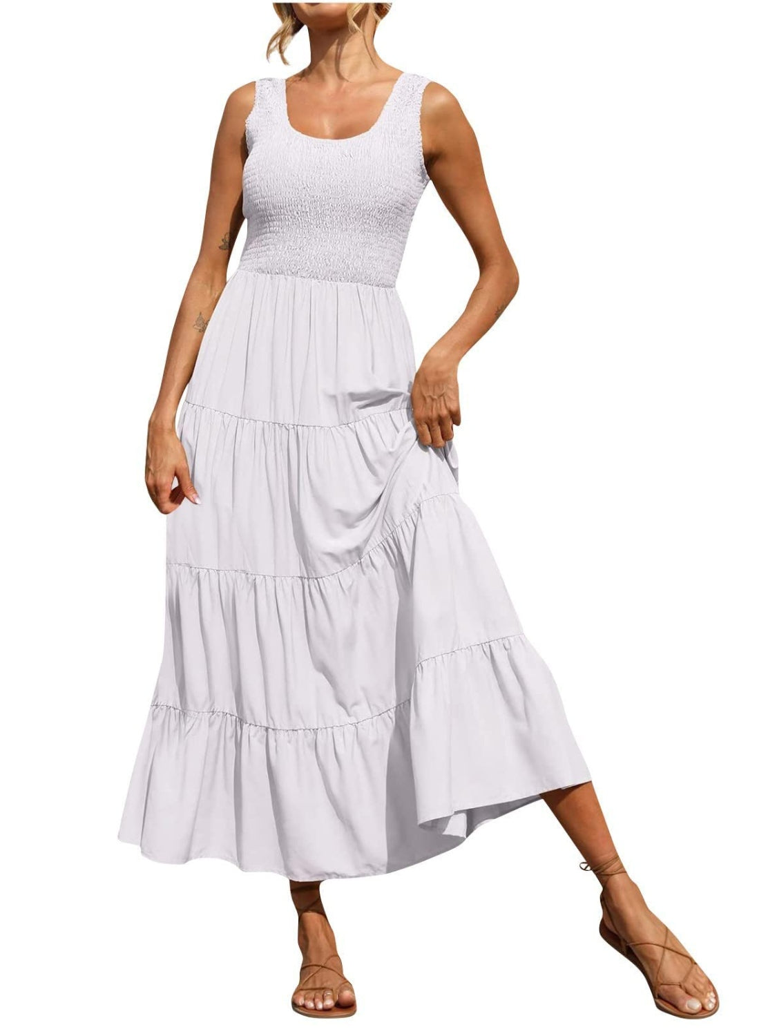 Tiered Smocked Wide Strap Dress – product image 6