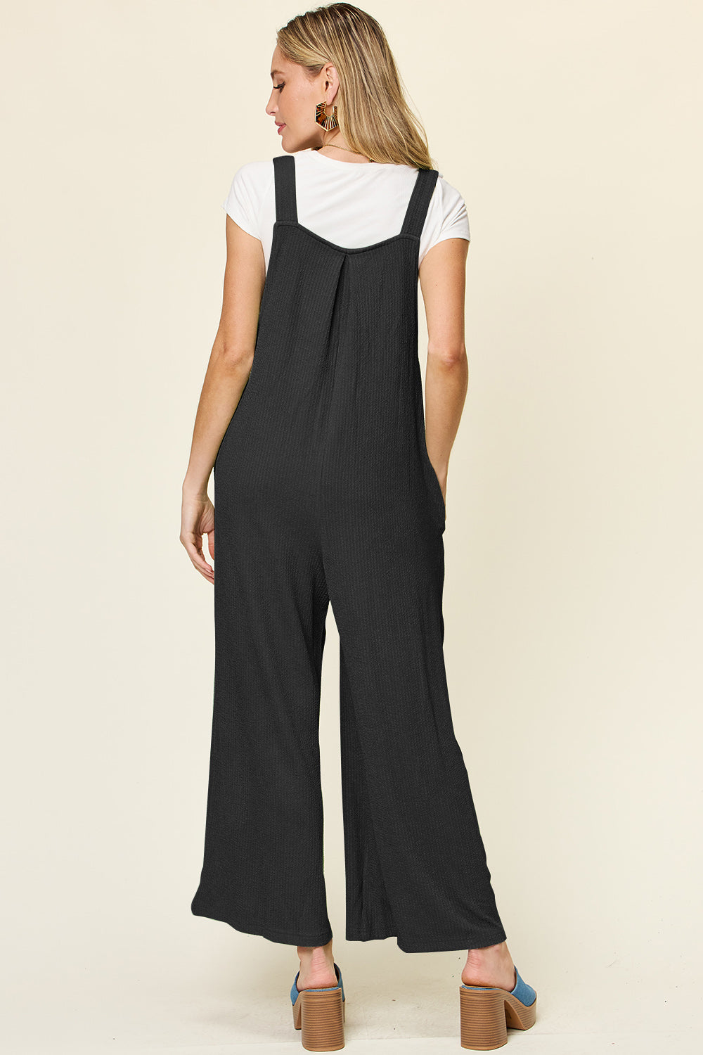 Double Take Full Size Texture Sleeveless Wide Leg Overall – product image 2