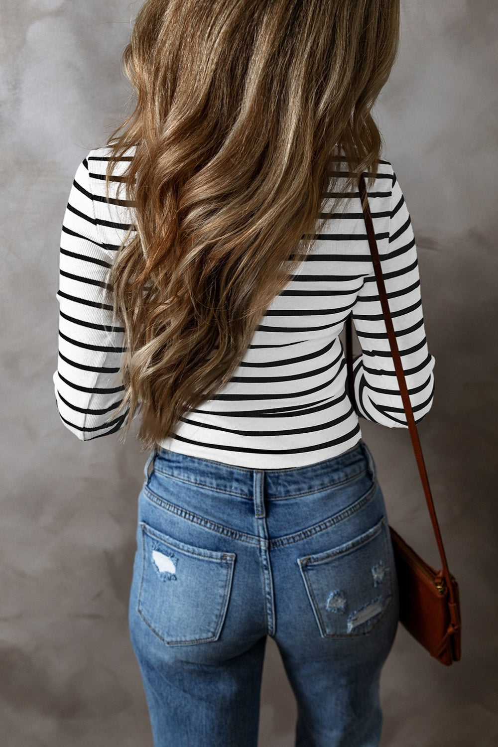 Striped V-Neck Long Sleeve Top – product image 3