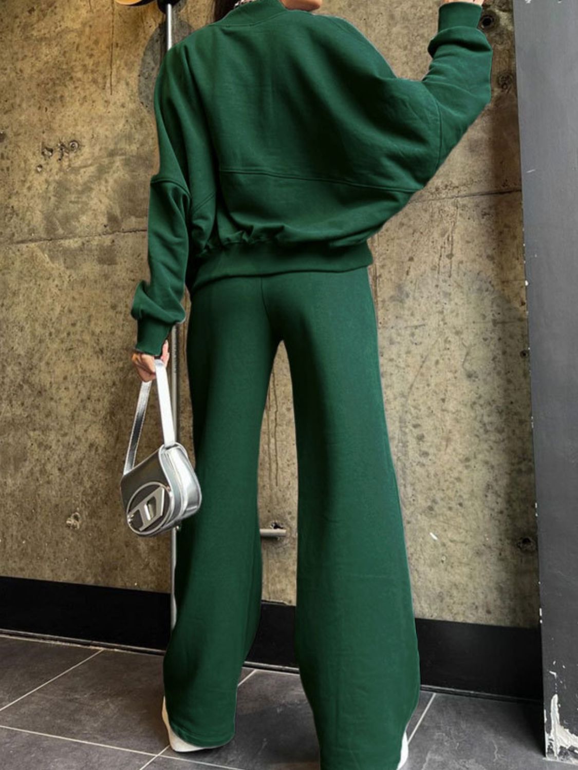 Baseball Collar Zip Up Top and Drawstring Paants Set – product image 21