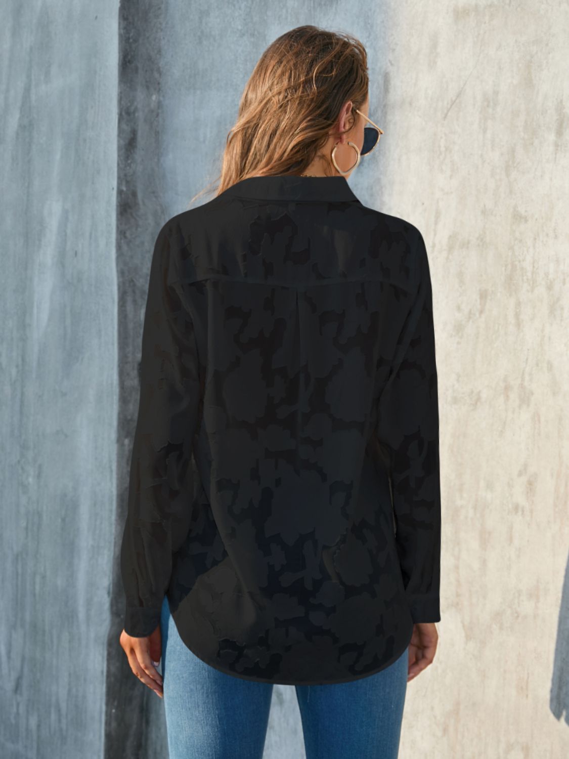 Full Size Collared Neck Long Sleeve Shirt Plus Size – product image 25