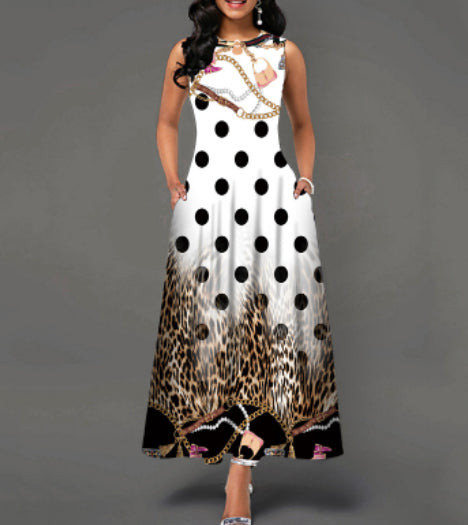 Black and White Floral Print Maxi Dress