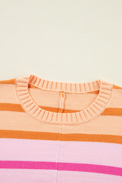 Contrast Striped Round Neck Long Sleeve Knit Top – product image 4