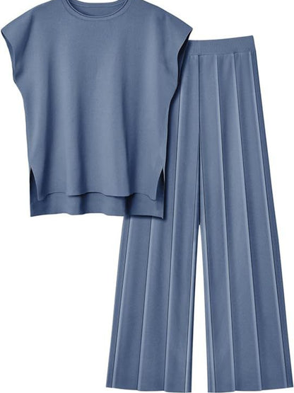 Round Neck Cap Sleeve Top and Pants Knit Set – product image 25