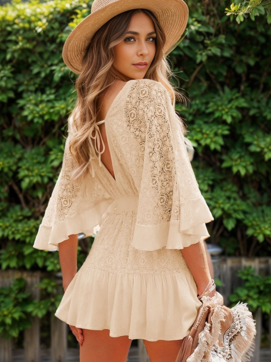 Lace Cutout Half Sleeve Mini Dress – product image 8