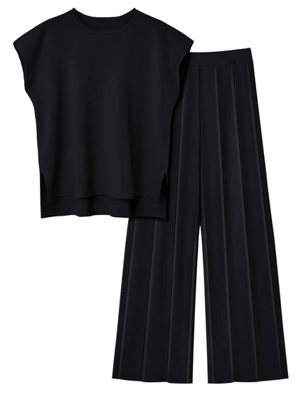 Round Neck Cap Sleeve Top and Pants Knit Set – product image 10