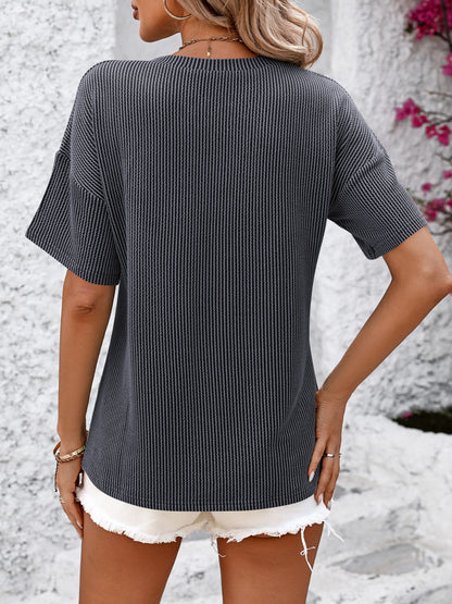 V-Neck Dropped Shoulder T-Shirt – product image 7