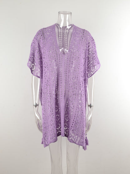 Cutout V-Neck Cover-Up with Tassel – product image 5