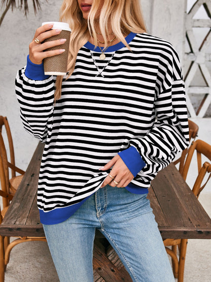 Contrast Striped Long Sleeve Sweatshirt – product image 27