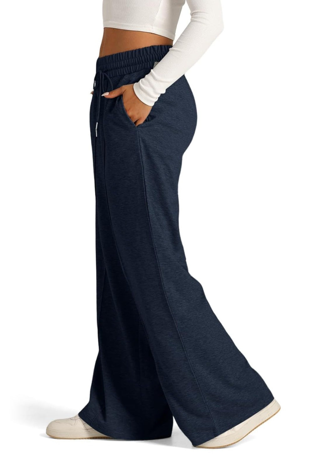 Drawstring Elastic Waist Wide Leg Pants – product image 9