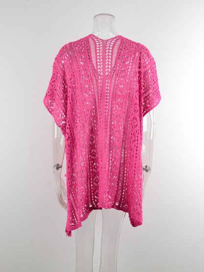Cutout V-Neck Cover-Up with Tassel – product image 24