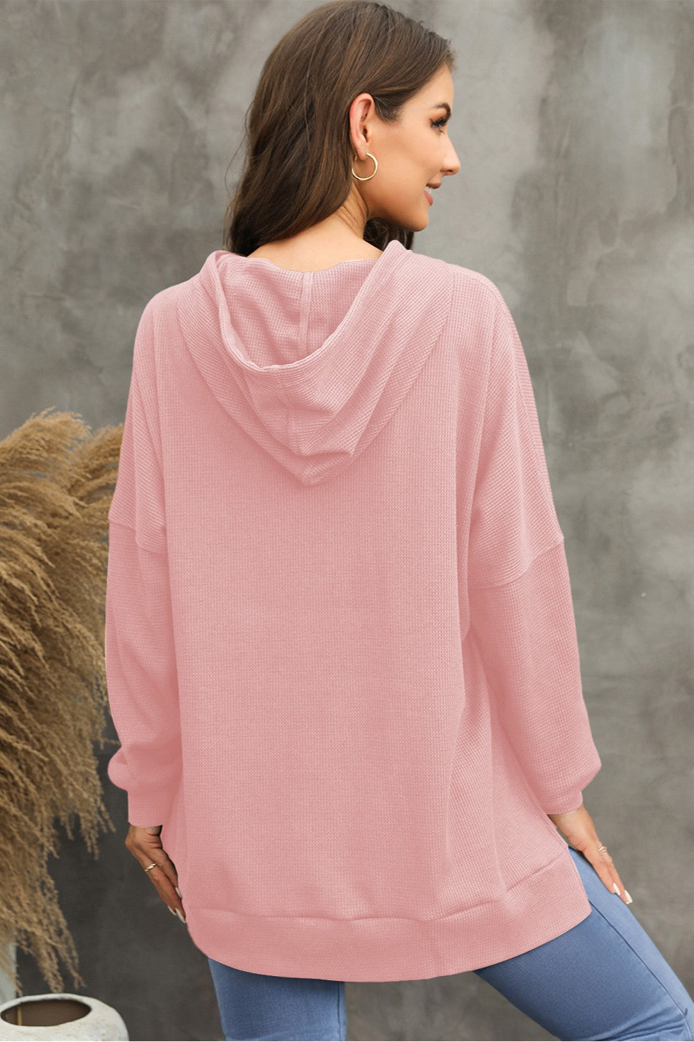 Waffle-Knit Long Sleeve Hoodie – product image 7