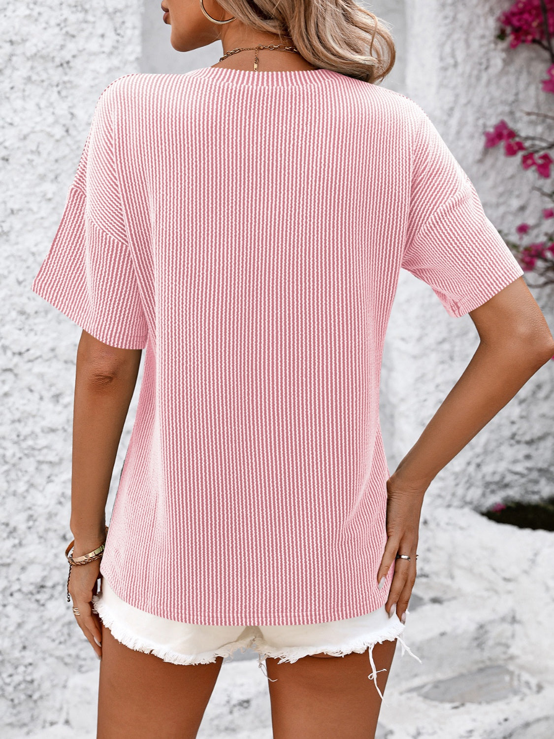 V-Neck Dropped Shoulder T-Shirt – product image 11