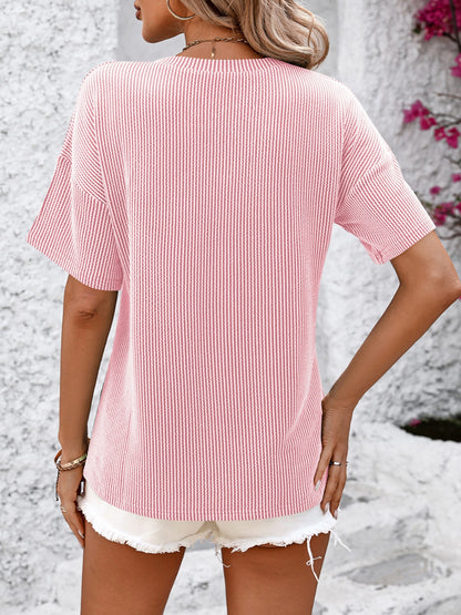 V-Neck Dropped Shoulder T-Shirt – product image 11