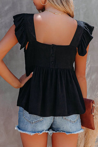 Full Size Ruffled Square Neck Cap Sleeve Blouse – product image 12