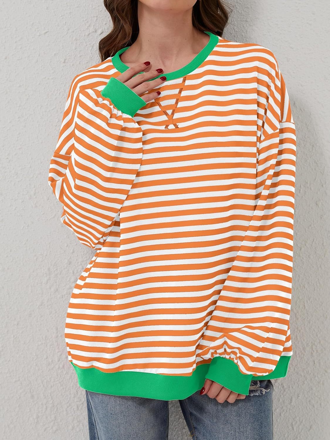 Contrast Striped Long Sleeve Sweatshirt – product image 21