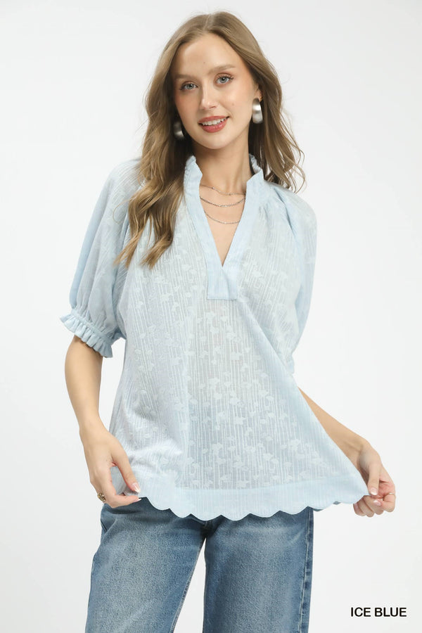Umgee Textured Pintuck Blouse