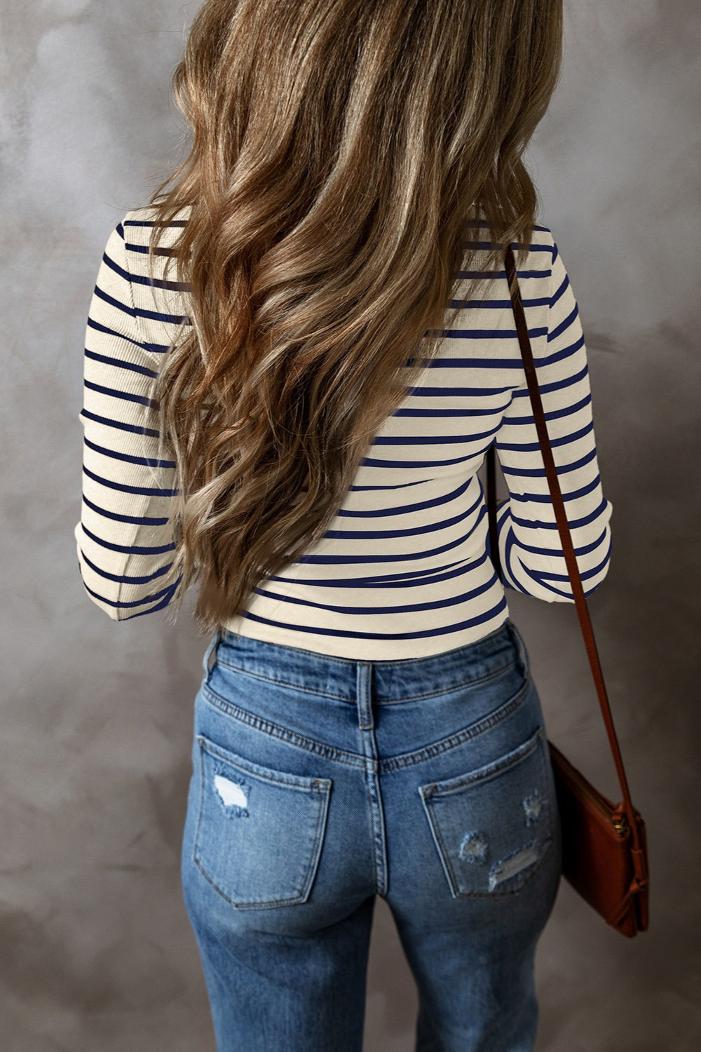 Striped V-Neck Long Sleeve Top – product image 12