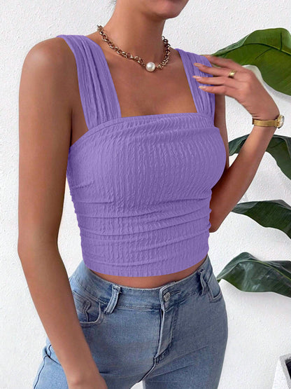 Textured Square Neck Wide Strap Tank – product image 33