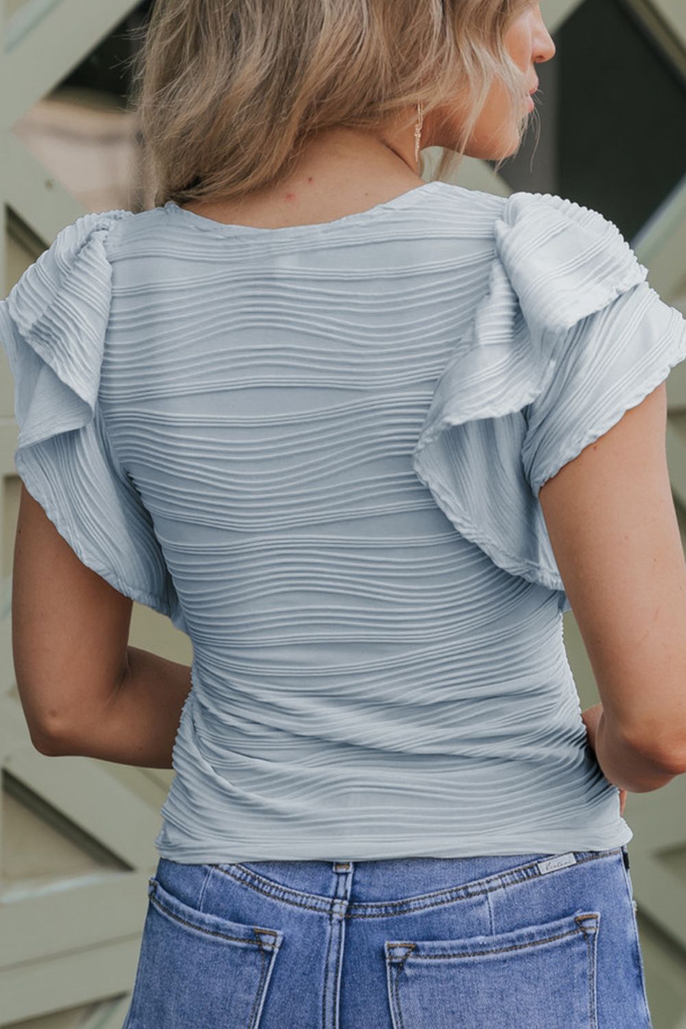 Textured Round Neck Cap Sleeve Top – product image 12