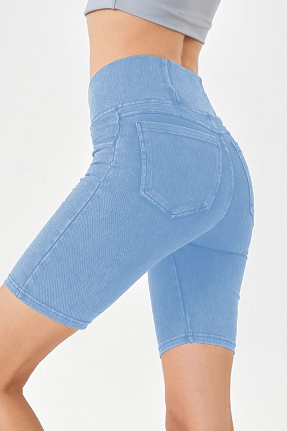 Basic Bae Asymmetrical Waist Denim Shorts with Pockets – product image 16
