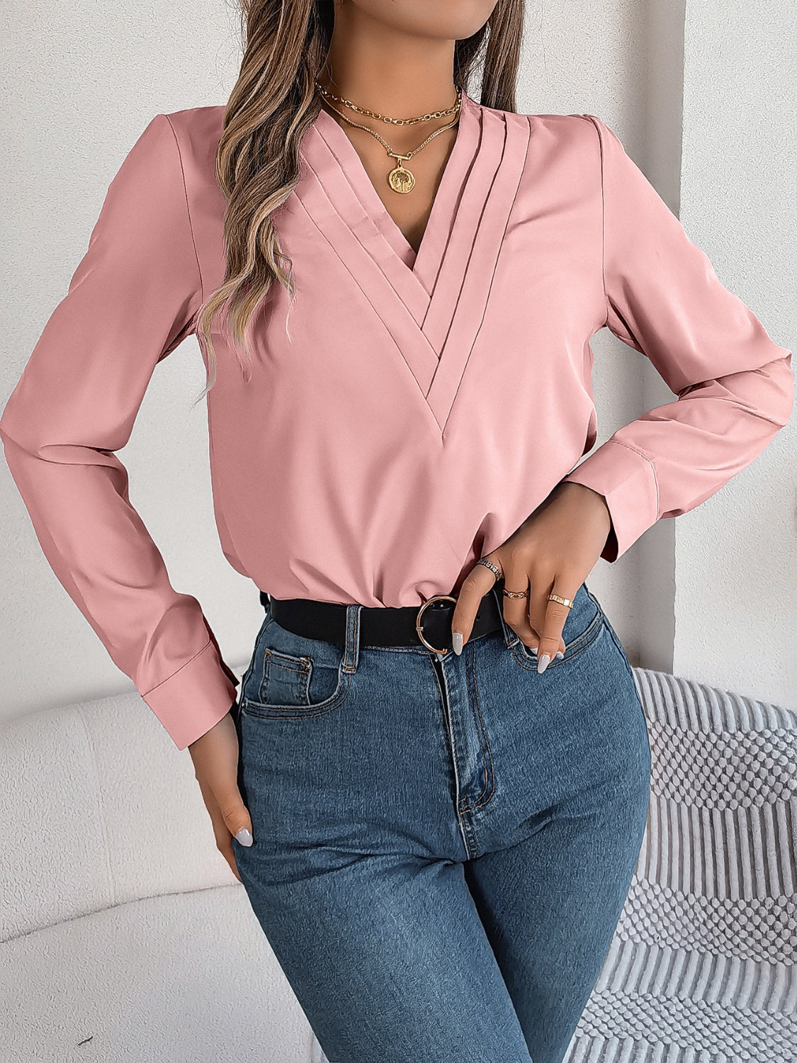 V-Neck Long Sleeve Blouse – product image 16