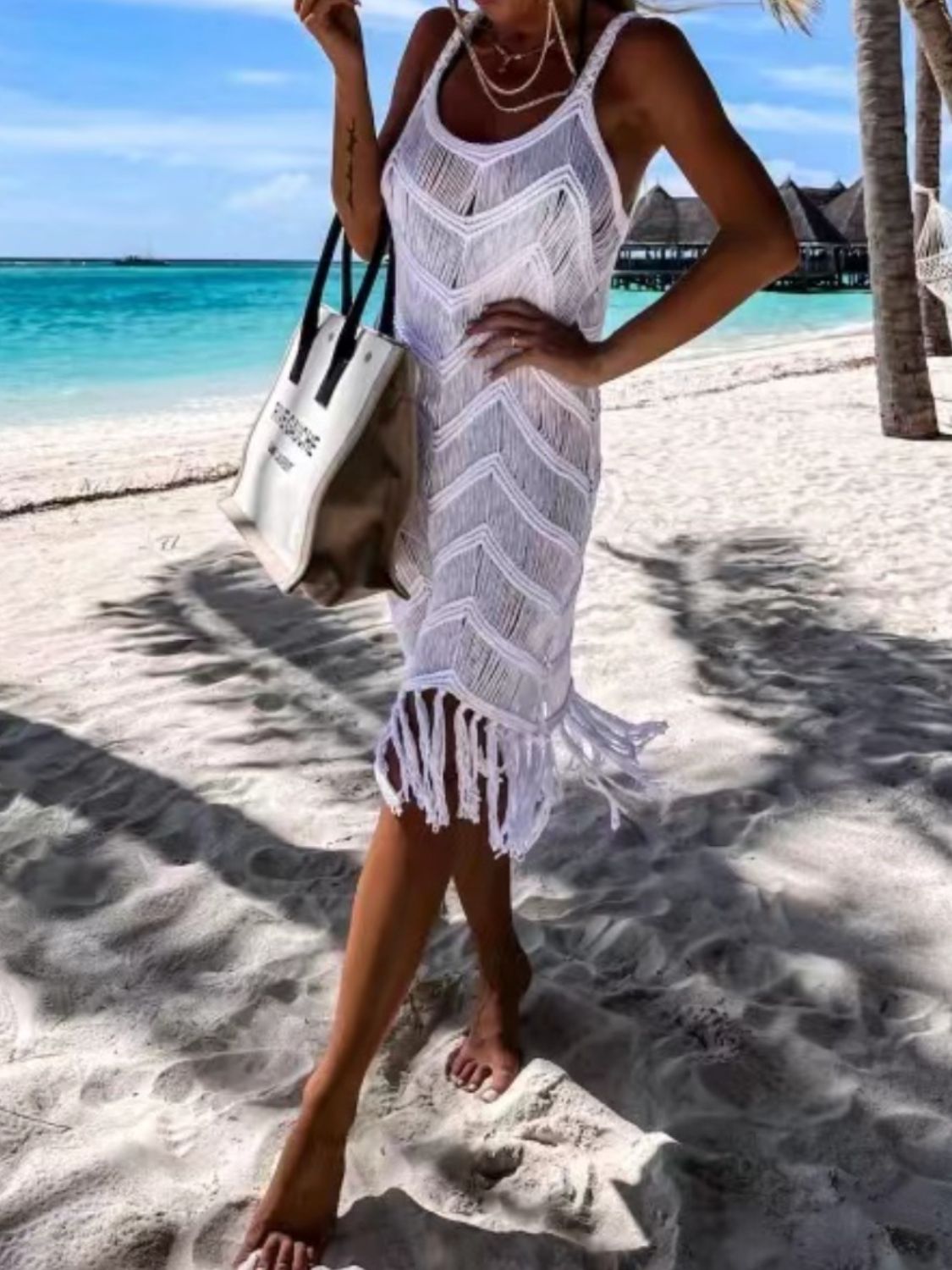 Fringe Scoop Neck Cover-Up – product image 5