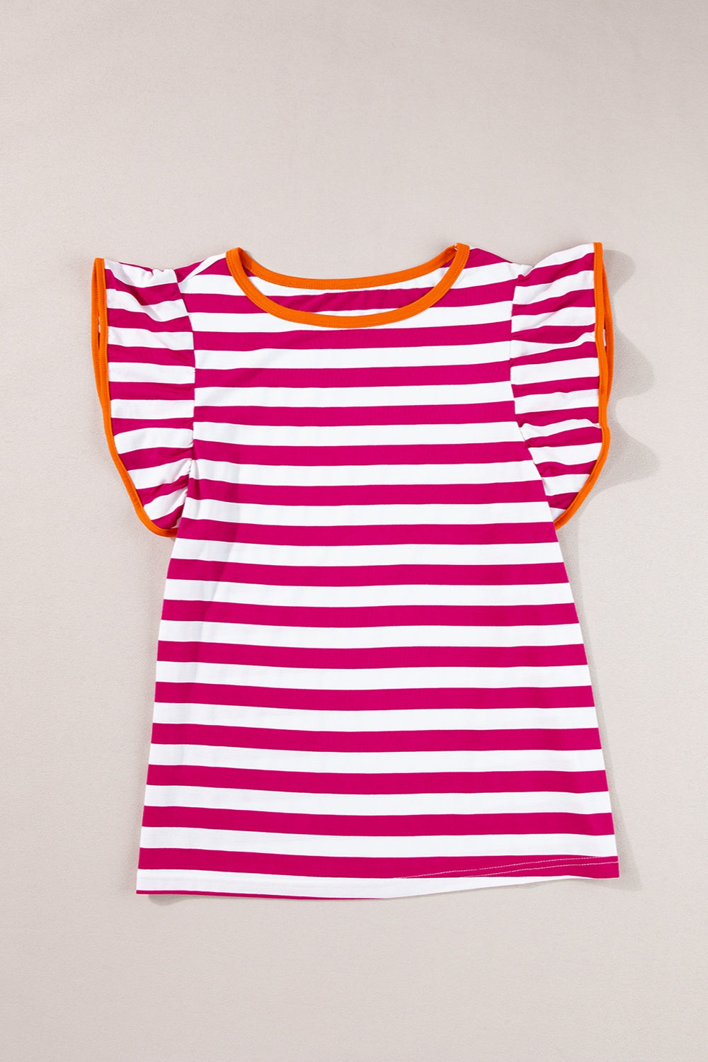 Ruffled Striped Round Neck Cap Sleeve Blouse – product image 1