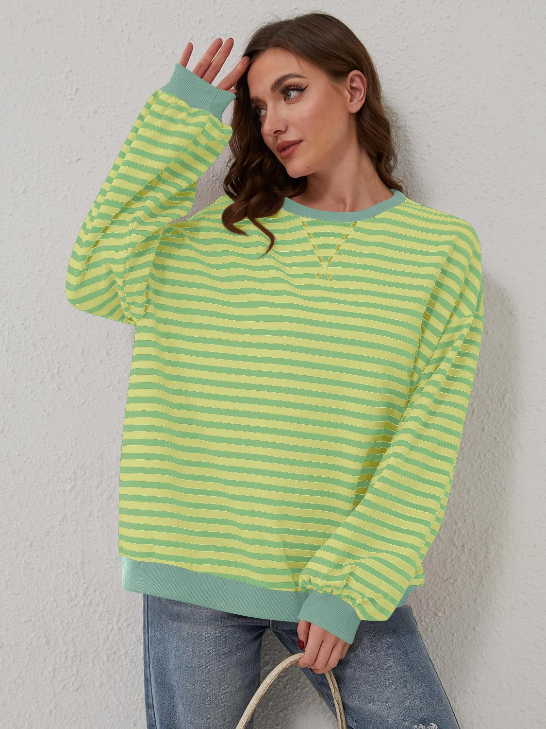 Contrast Striped Long Sleeve Sweatshirt – product image 19